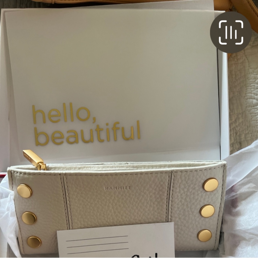Hammitt Cream Wallet with Gold Details